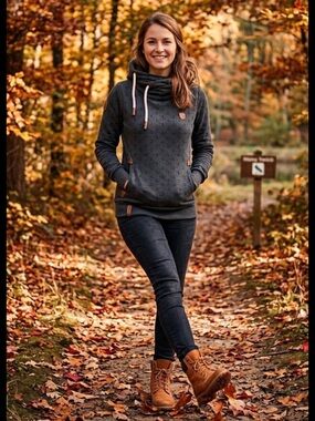 Naketano Brave New World DarkGrey-Black Anchor Print Contrast Hoody-SzM-like new